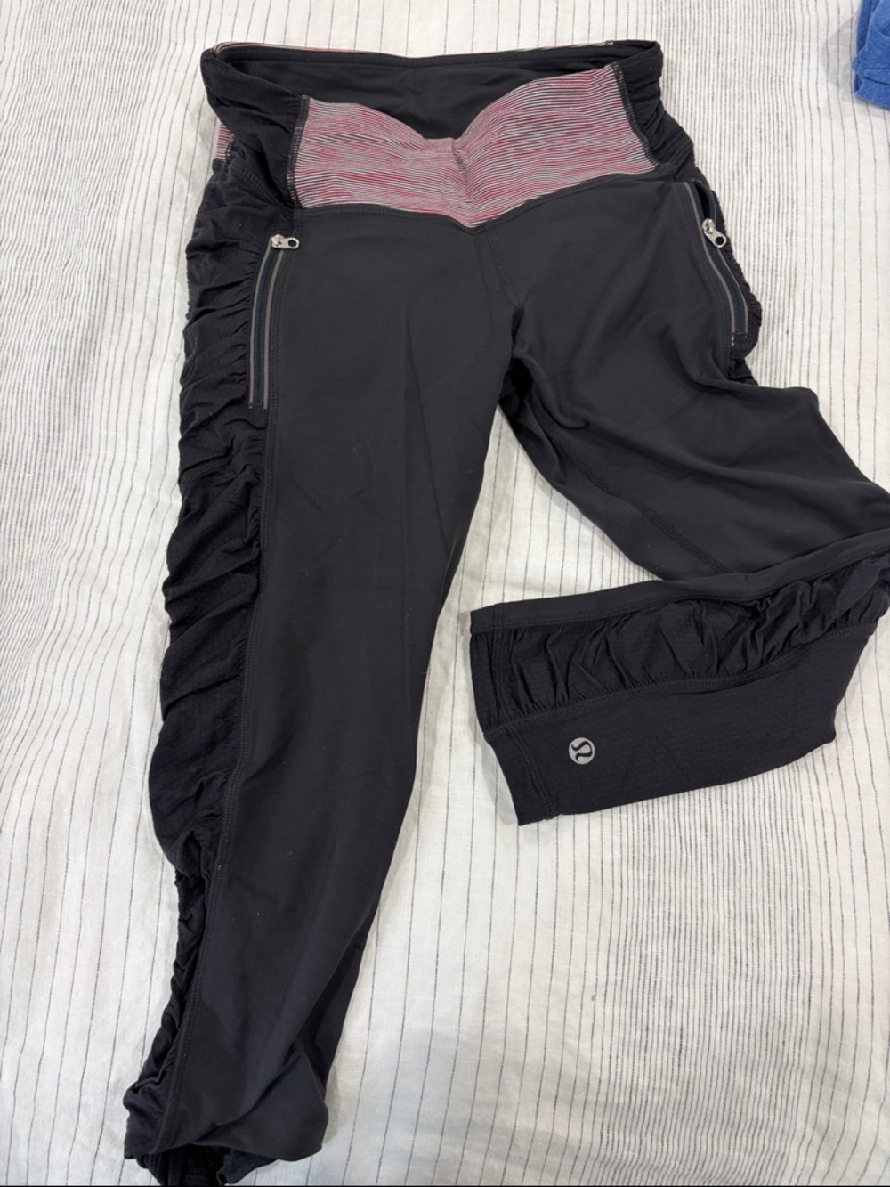 lululemon Black Leggings with Ruched Side Panel